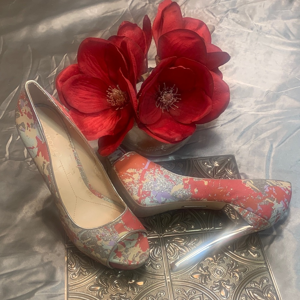🌹VINTAGE Boutique 9 • Multicolor Peep-Toe SEXY HEELS